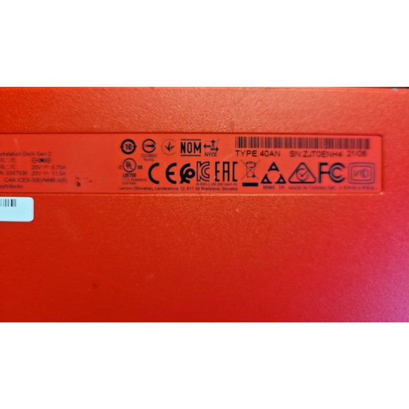 Lenovo USB-C Docking Station for ThinkPad Gen 2 Laptops No Power Chord - Picture 5 of 5